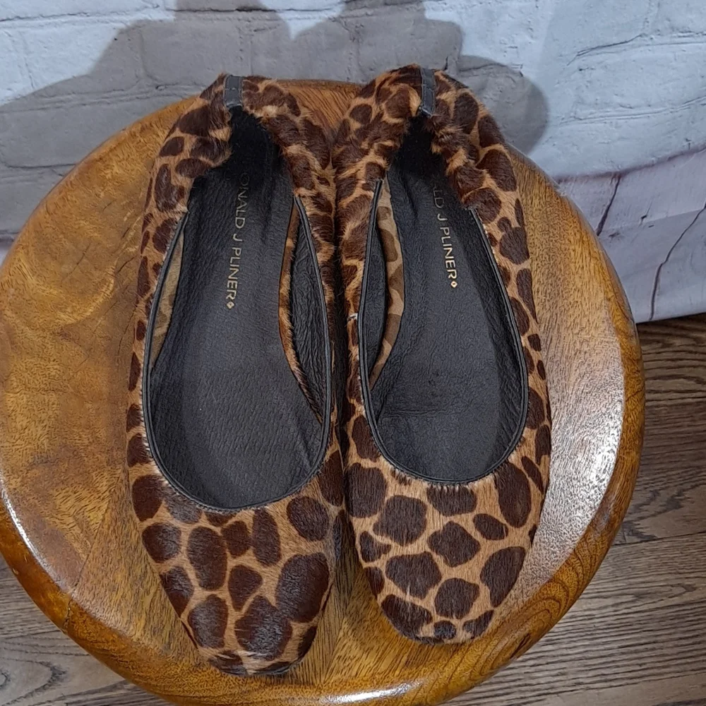 Donald J Pliner Brown Giraffe Pony Hair Ballet Flats